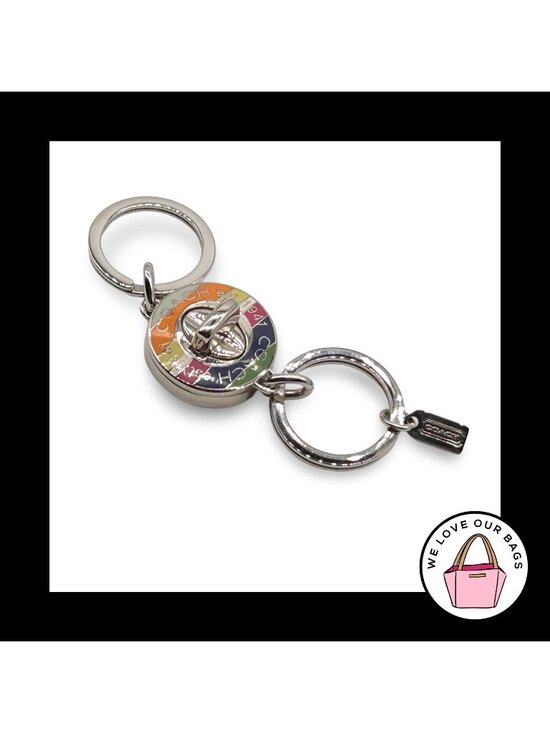 Coach Accessories - NEW COACH 65th LEGACY Turnlock Valet Stripe Key Fob Bag Charm Keychain Tag 92529